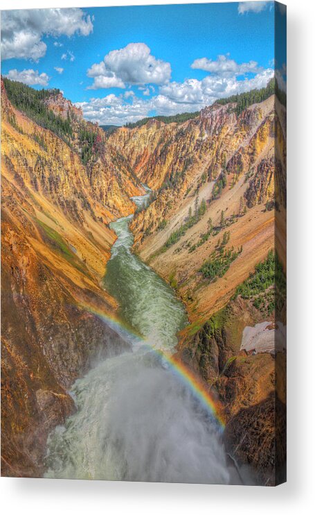 Lower Falls Acrylic Print featuring the photograph Lower Falls Rainbow 2011-06 02 by Jim Dollar