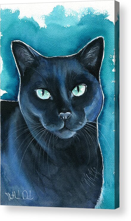 Cat Acrylic Print featuring the painting Lucy Black Cat Painting by Dora Hathazi Mendes