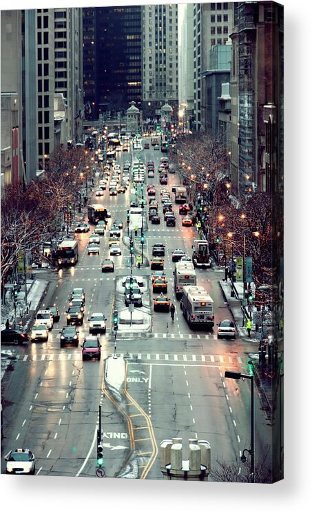 Land Vehicle Acrylic Print featuring the photograph Magnificent Mile Michigan Avenue by Paul Biris
