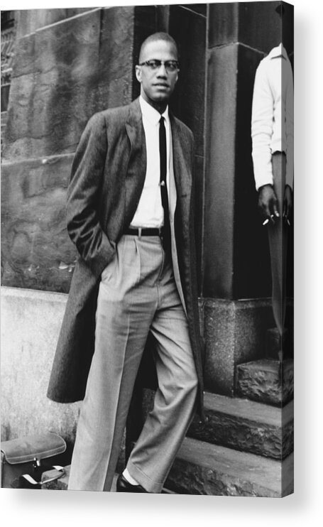 Malcolm X Acrylic Print featuring the photograph Malcolm X Leaing In Doorway by Globe Photos