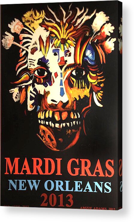 Mardi Gras Spirit Acrylic Print featuring the painting Mardi Gras Spirit 2013 by Amzie Adams