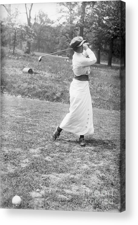 People Acrylic Print featuring the photograph Marion Hollins Swings Golf Club by Bettmann