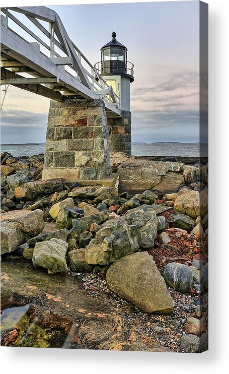 Vertical Image Acrylic Print featuring the photograph Marshall Point Light from the rocks by Kyle Lee