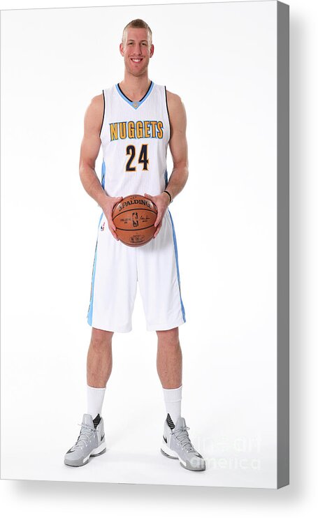 Nba Pro Basketball Acrylic Print featuring the photograph Mason Plumlee Denver Nuggets Media Day by Garrett Ellwood