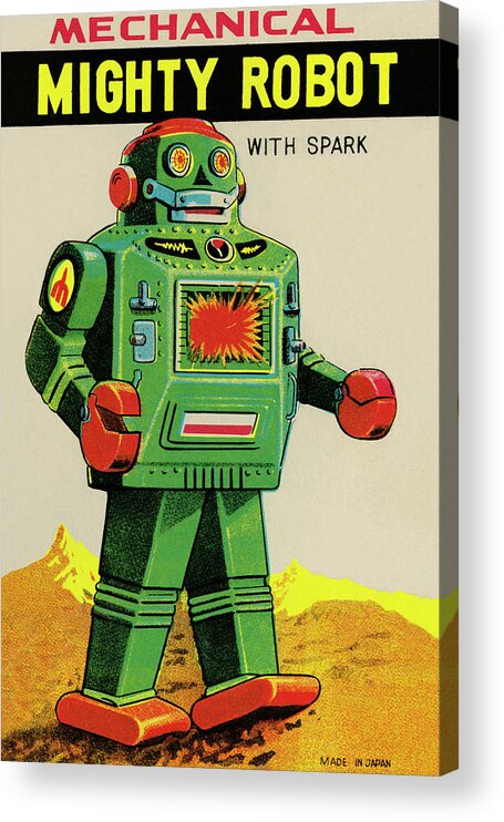 Robot Acrylic Print featuring the painting Mechanical Mighty Robot by Unknown
