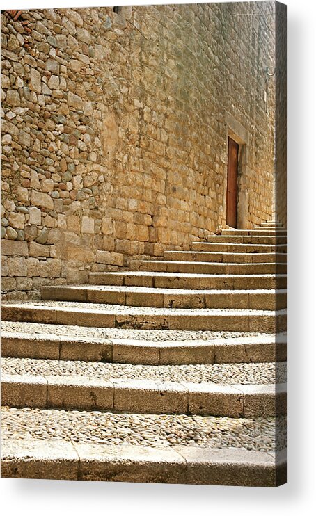 Steps Acrylic Print featuring the photograph Medieval Stone Steps With One Doorway by Tracy Packer Photography