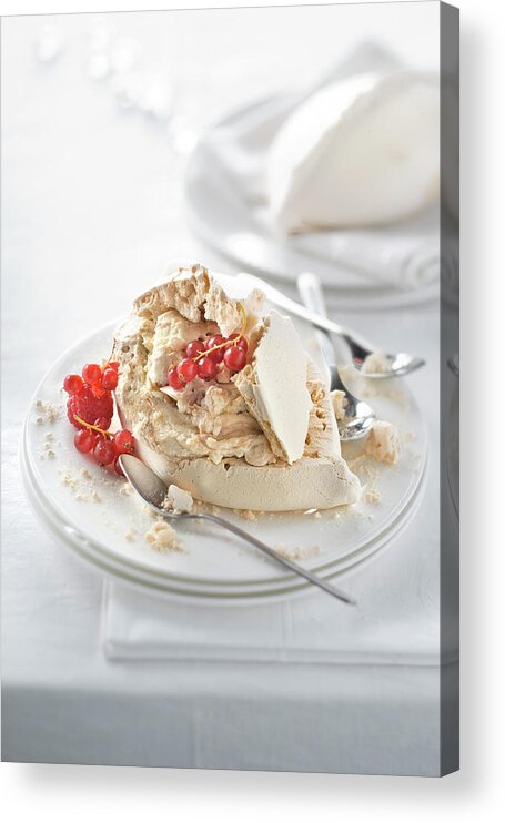 Fouette Acrylic Print featuring the photograph Meringue a La Creme De Marrons Fouettee Meringue With Whipped Chestnut Cream by Studio - Photocuisine