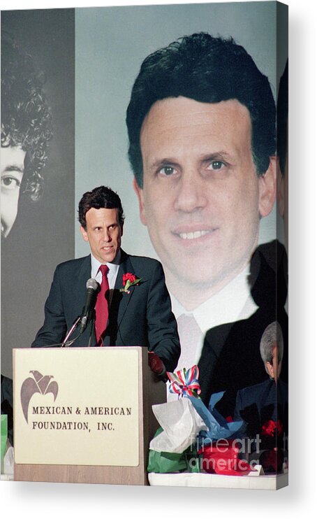 1980-1989 Acrylic Print featuring the photograph Michael Milken Public Speaking by Bettmann