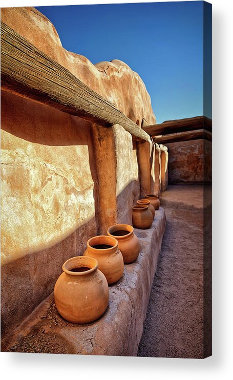 Old Pots Acrylic Print featuring the photograph Mission at Tumacacori Arizona Pots by Catherine Walters