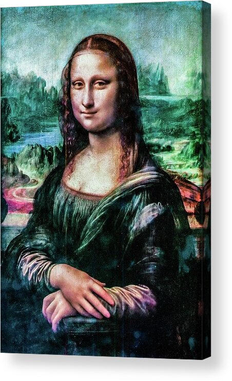 Mona Lisa Acrylic Print featuring the mixed media Mona Lisa by Teresa Trotter