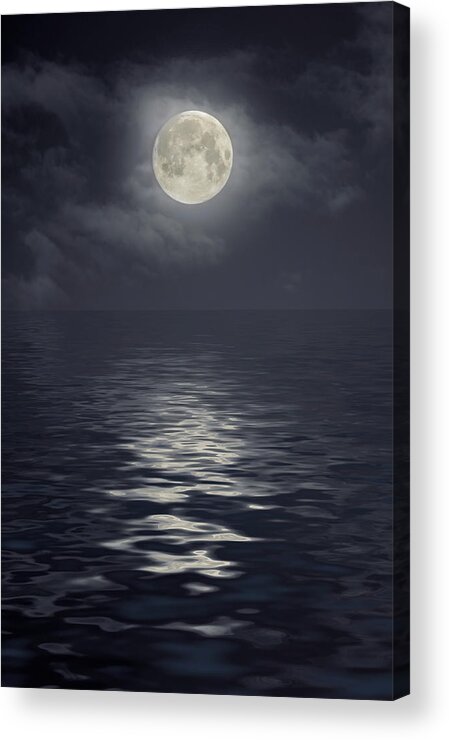 Scenics Acrylic Print featuring the photograph Moon Under Ocean by Andreyttl