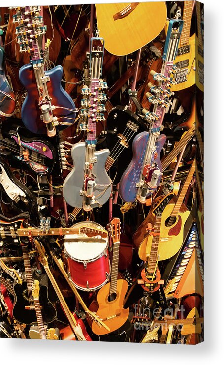 Wingsdomain Acrylic Print featuring the photograph Mountain of Guitars R996 by Wingsdomain Art and Photography