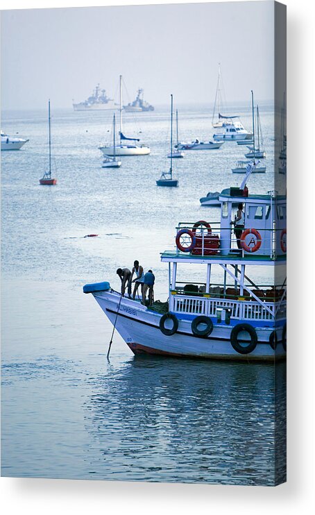 People Acrylic Print featuring the photograph Mumbai, Gateway Of India, Harbor Ferries by Walter Bibikow