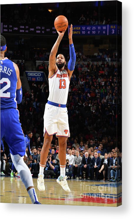 Nba Pro Basketball Acrylic Print featuring the photograph New York Knicks V Philadelphia 76ers by Jesse D. Garrabrant