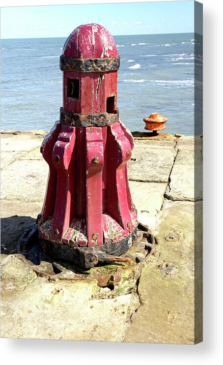 Bright Acrylic Print featuring the photograph Old Capstan - Whitby East Pier by Rod Johnson