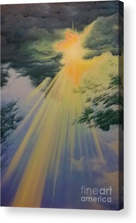 Prophetic Acrylic Print featuring the painting Out of Darkness HIS Light Shall Shine by Cheryl Fecht