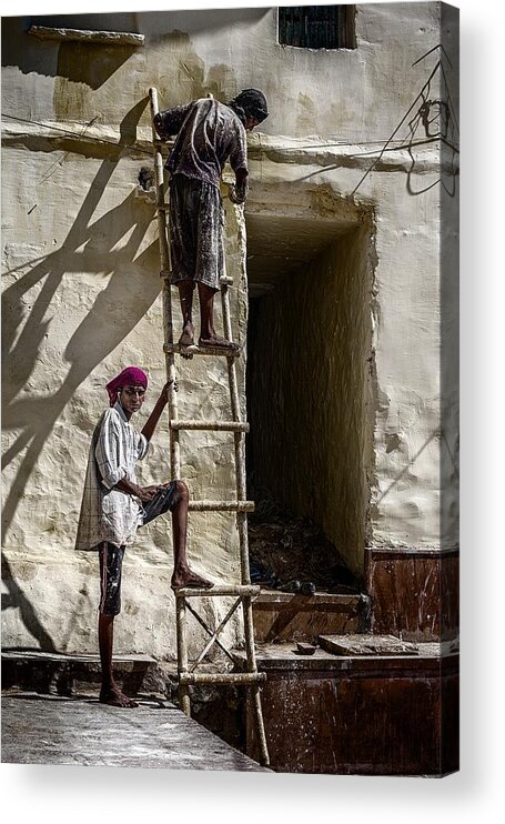 Pushkar Acrylic Print featuring the photograph Painters by Pavol Stranak
