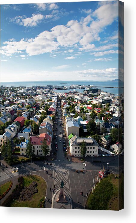 Residential District Acrylic Print featuring the photograph Panoramic View Of Reykjavik, Iceland by Elisabeth Pollaert Smith