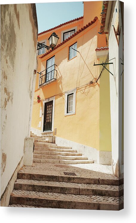 Lisbon Acrylic Print featuring the photograph Peach Stairs by Lupen Grainne