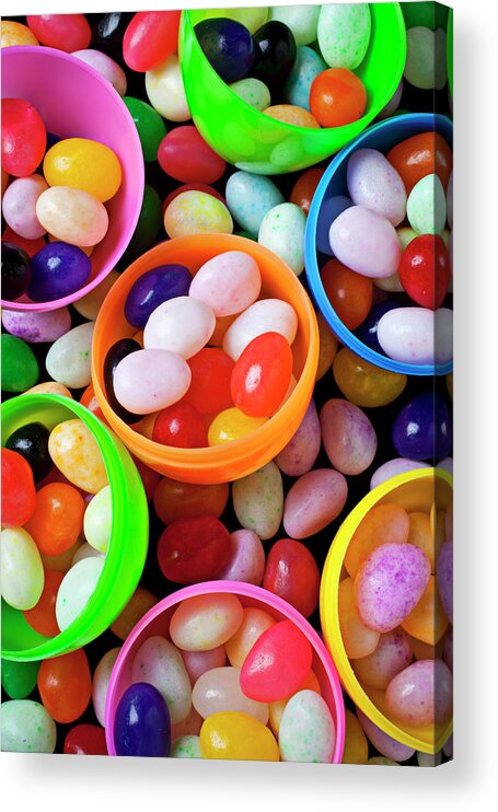 Holiday Acrylic Print featuring the photograph Plastic Eggs Filled With Jelly Beans by Garry Gay