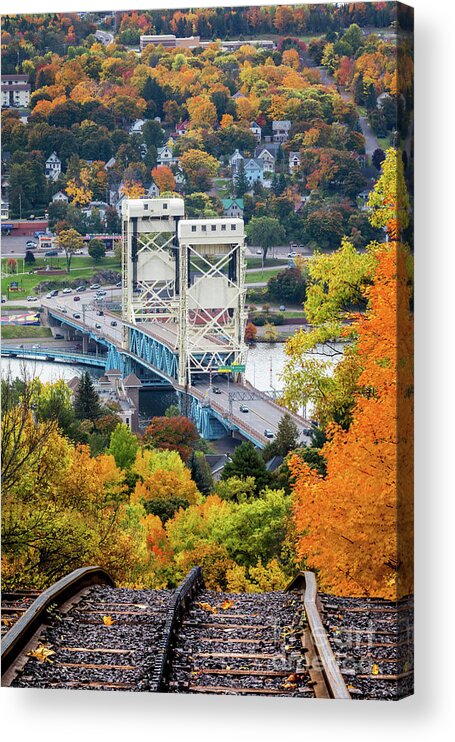 Portage Lake Acrylic Print featuring the photograph Portage Street Lift Bridge Houghton Michigan -2937 by Norris Seward