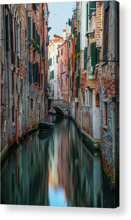 Venice Acrylic Print featuring the photograph Postcard from Venice - canals by Jaroslaw Blaminsky