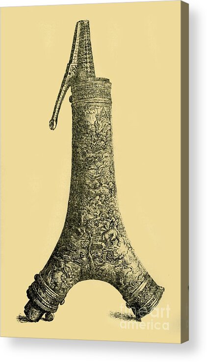 Engraving Acrylic Print featuring the drawing Powder Flask by Print Collector
