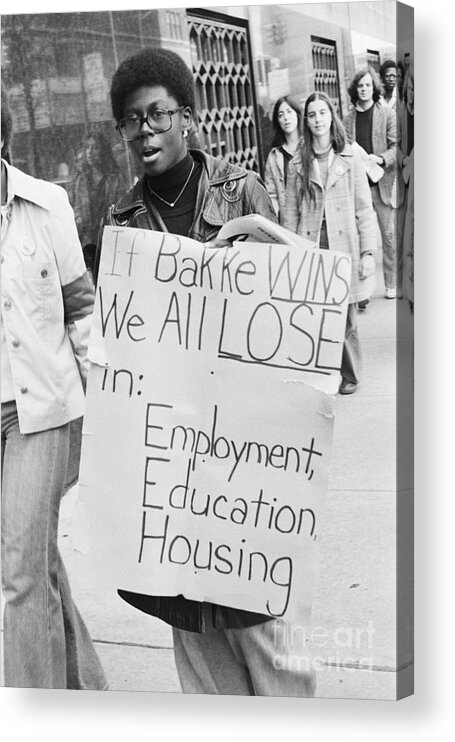 People Acrylic Print featuring the photograph Protesters Outside Detroit Federal by Bettmann