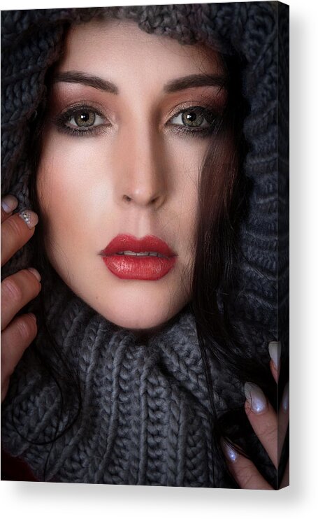 Woman Acrylic Print featuring the photograph Red Lips by Ruth Franke