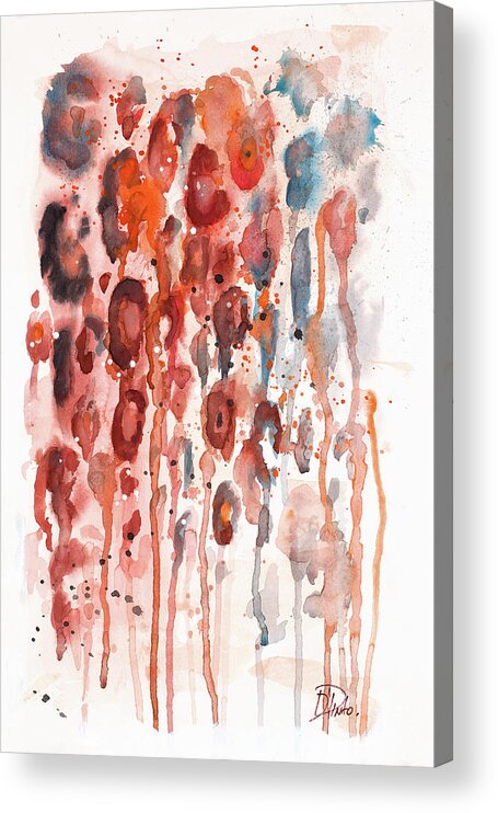 Watercolor Acrylic Print featuring the painting Red Watercolor Animal Skin by Patricia Pinto
