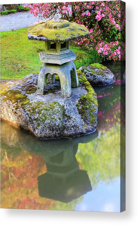 Japanese Garden Acrylic Print featuring the photograph Reflection of Spring by Briand Sanderson