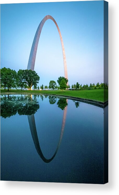 Gateway Arch National Park Acrylic Print featuring the photograph Reflection of the Arch by Joe Kopp