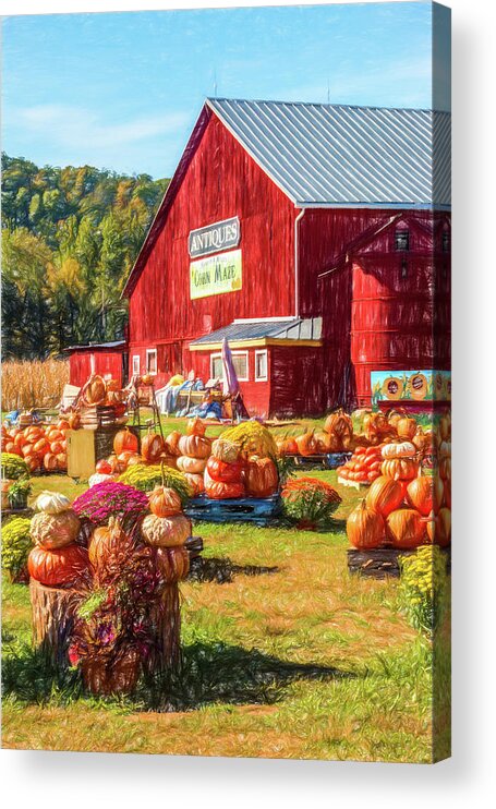 Fall Acrylic Print featuring the digital art Retherford's Farm Market #2 by Barry Wills