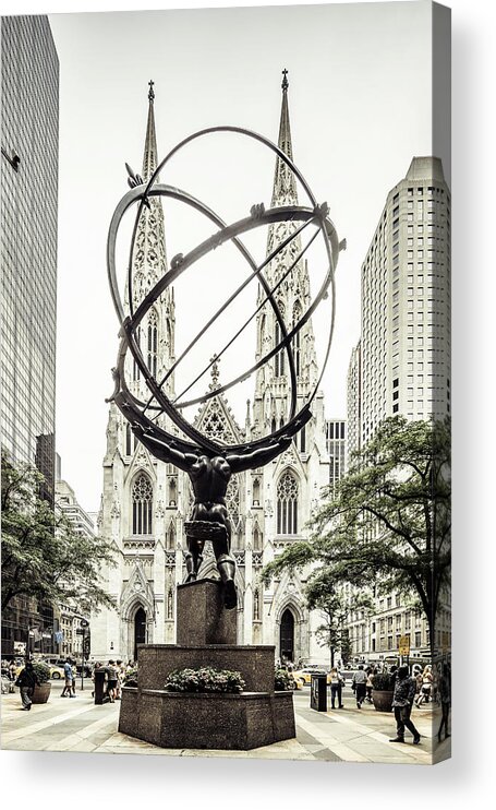 Estock Acrylic Print featuring the digital art Rockefeller Center, Nyc by Antonino Bartuccio