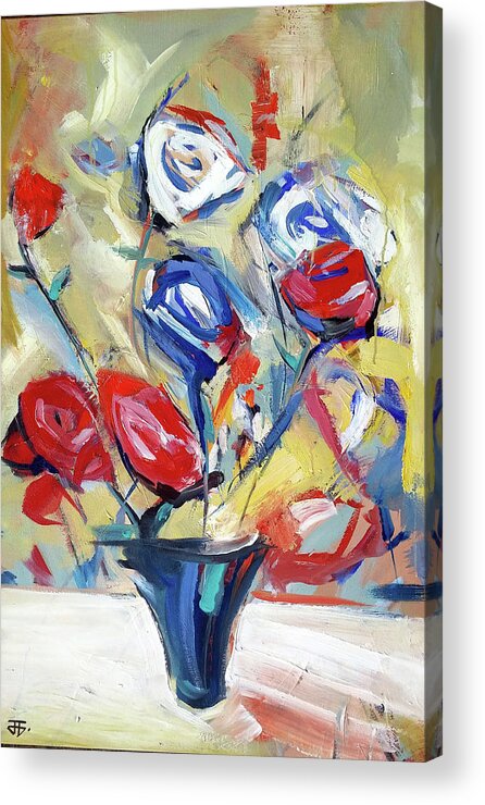  Acrylic Print featuring the painting Roses and Bluez by John Gholson