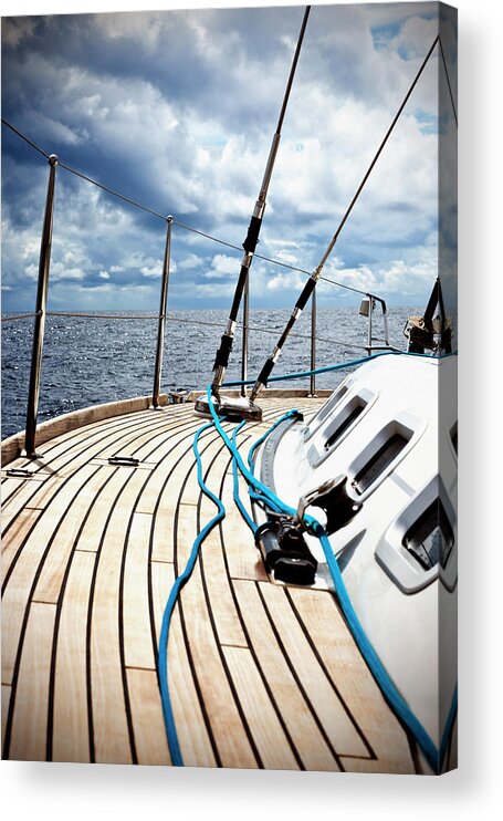 Adriatic Sea Acrylic Print featuring the photograph Sailing In The Wind With Sailboat by Mbbirdy
