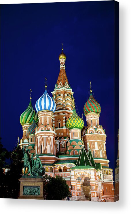 Red Square Acrylic Print featuring the photograph Saint Basils Cathedral, Moscow, Russia by Station96