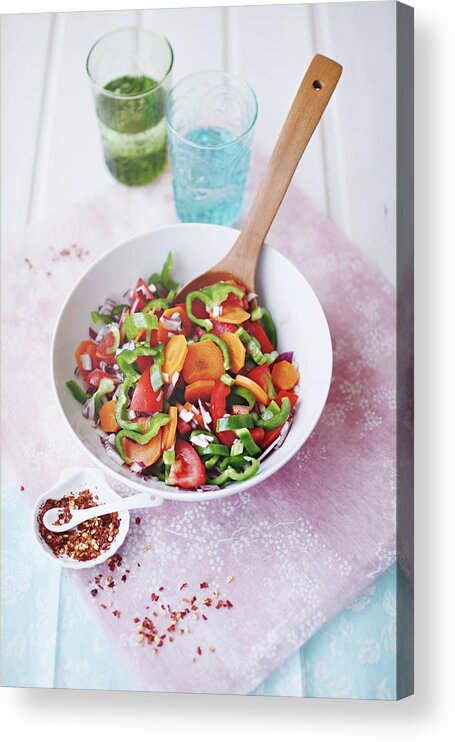 Spoon Acrylic Print featuring the photograph Salad by Julia Davila-lampe