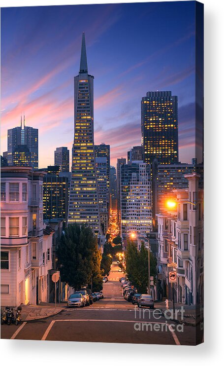 Francisco Acrylic Print featuring the photograph San Francisco Downtown At Sunrise - by Im photo