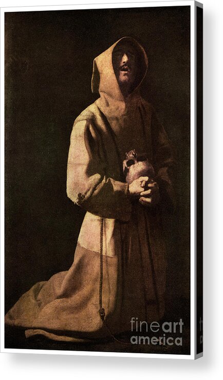 Circa 13th Century Acrylic Print featuring the drawing Sanctity St Francis In Meditation by Print Collector