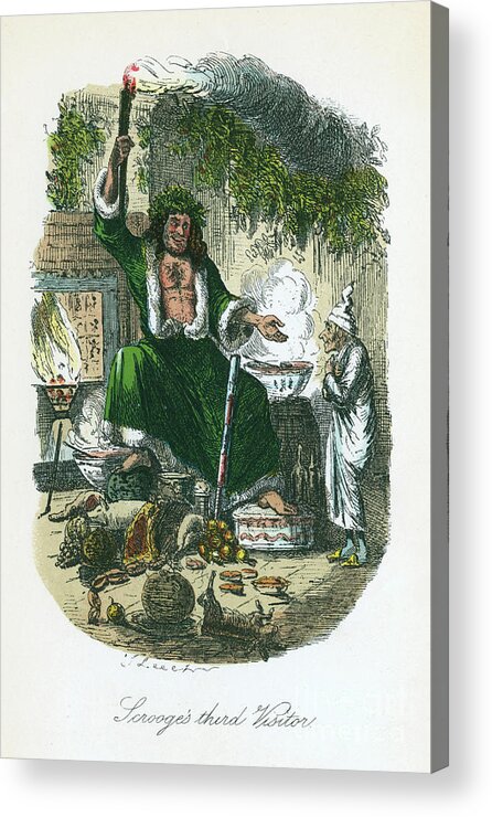 Engraving Acrylic Print featuring the drawing Scene From A Christmas Carol By Charles by Print Collector