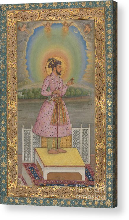 Indian Acrylic Print featuring the painting Shah Jahan on a Terrace by Chitarman