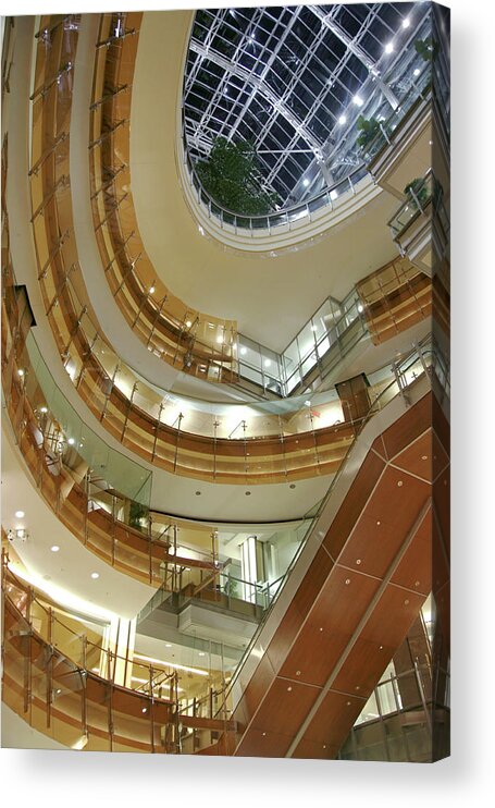 Curve Acrylic Print featuring the photograph Shopping Mall Atrium by Terraxplorer