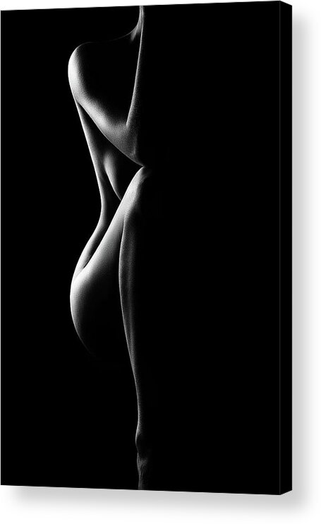 Nude Acrylic Print featuring the photograph Silhouette of nude woman in BW by Johan Swanepoel