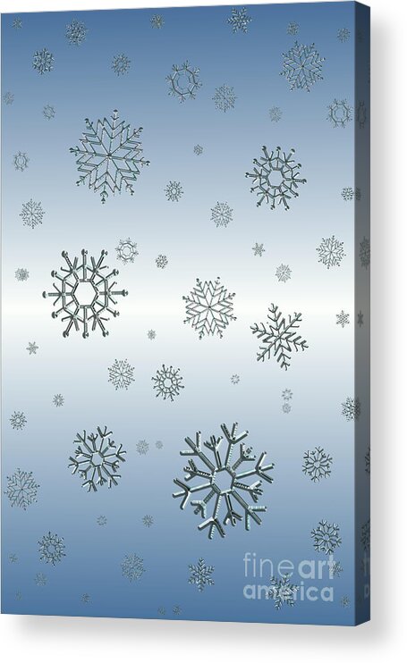 Snowflakes Acrylic Print featuring the digital art Snowflakes On Blue by Rachel Hannah