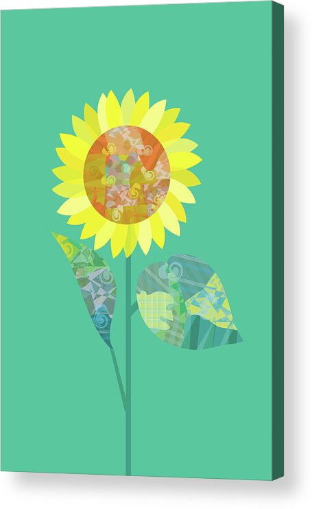 Tranquility Acrylic Print featuring the digital art Sunflower Bloom by Meg Takamura