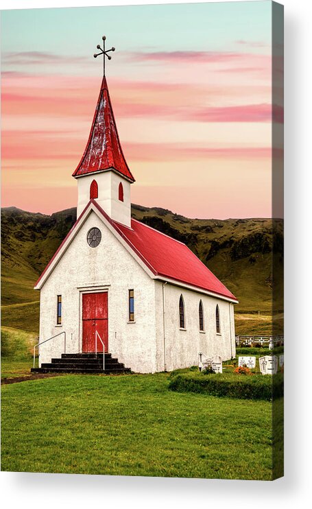 Church Acrylic Print featuring the photograph Sunset Chapel of Iceland by David Letts
