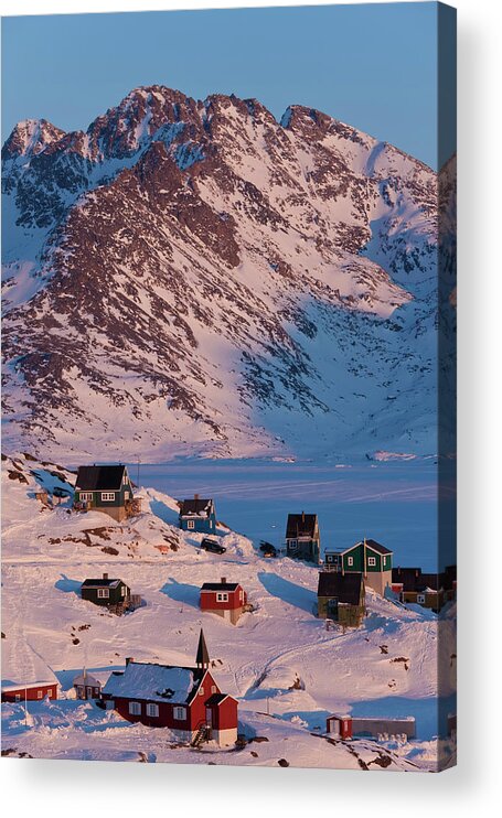 Extreme Terrain Acrylic Print featuring the photograph Tasiilaq In Winter, East Greenland by Peter Adams