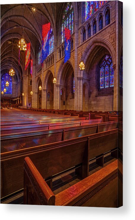 Princeton Acrylic Print featuring the photograph The Chapel At Princeton University by Susan Candelario