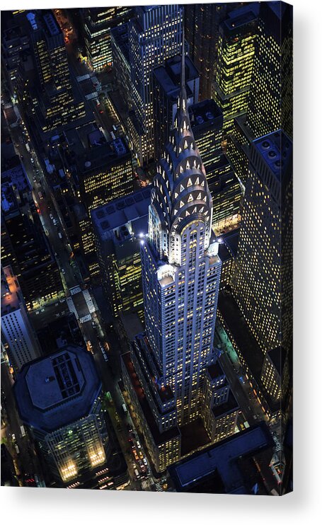 Downtown District Acrylic Print featuring the photograph The Chrysler Building And Manhattan by Berthold Trenkel